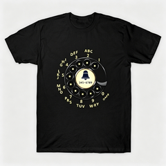 Vintage Rotary Phone Dial Pattern T-Shirt--VINT001