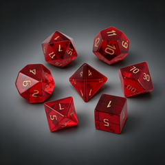 Transparent red glass multifaceted crystal dice
