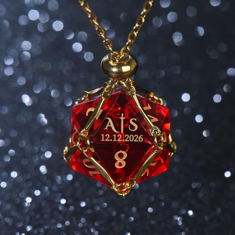 Transparent red glass multifaceted crystal dice