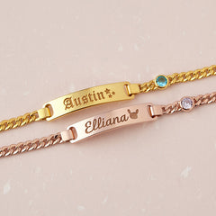 Pulsera de bebé con pulsera con nombre de piedra natal para regalos de niños