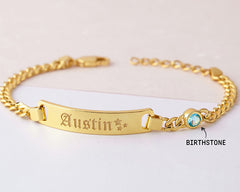 Pulsera de bebé con pulsera con nombre de piedra natal para regalos de niños