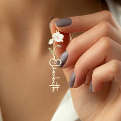 Collar con nombre de joyería hecho a mano con flor de nacimiento, regalos del Día de la Madre para ella