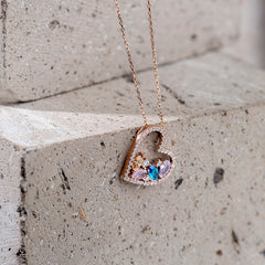 Collar con piedra de nacimiento de corazón, collar para madre, regalo personalizado para el Día de la Madre