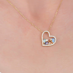 Collar con piedra de nacimiento de corazón, collar para madre, regalo personalizado para el Día de la Madre