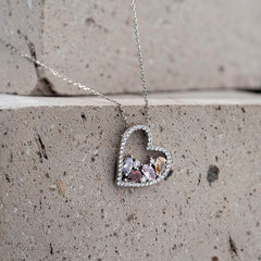 Collar con piedra de nacimiento de corazón, collar para madre, regalo personalizado para el Día de la Madre