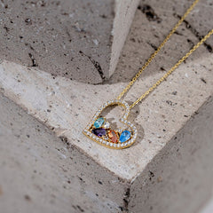 Collar con piedra de nacimiento de corazón, collar para madre, regalo personalizado para el Día de la Madre