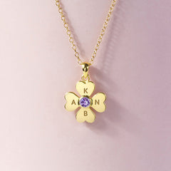 Collar de trébol personalizado para mamá, collar de iniciales de niños para mamá 