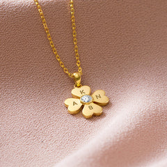 Collar de trébol personalizado para mamá, collar de iniciales de niños para mamá 