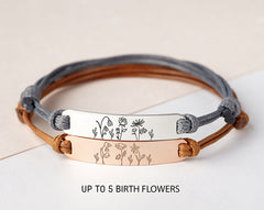 Pulsera de flores del mes de nacimiento, regalo personalizado del Día de las Madres, pulsera para mamá 