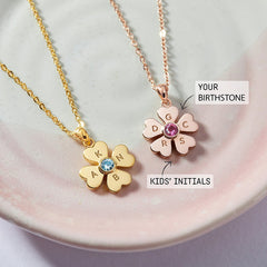 Collar de trébol personalizado para mamá, collar de iniciales de niños para mamá 