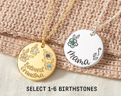 Collar de piedras de nacimiento para niños, regalo para mamá, joyería para abuela, piedras de nacimiento para niños 