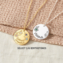 Collar de piedras de nacimiento para niños, regalo para mamá, joyería para abuela, piedras de nacimiento para niños 