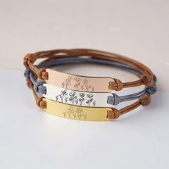 Pulsera de flores del mes de nacimiento, regalo personalizado del Día de las Madres, pulsera para mamá 