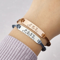 Pulsera de flores del mes de nacimiento, regalo personalizado del Día de las Madres, pulsera para mamá 
