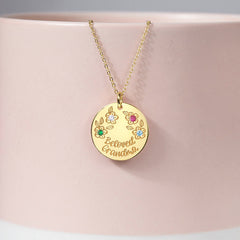 Collar de piedras de nacimiento para niños, regalo para mamá, joyería para abuela, piedras de nacimiento para niños 