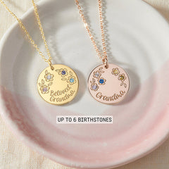 Collar de piedras de nacimiento para niños, regalo para mamá, joyería para abuela, piedras de nacimiento para niños 