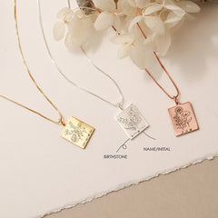 Birth Flower Family Bouquet • Birthstone Necklace • Bouquet Necklace