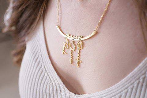Family Necklace with Kids Names, Mothers Day Gift From Daughter