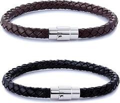 Handmade Jewelry with Silver Beads Leather Dad Bracelet