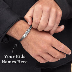 Father Gift, Custom Gold Bracelet For Dad With Kids Name