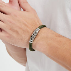 Personalized Mens Bracelet, Engraved Name Beads, Nylon Cord Adjustable Bracelet