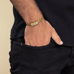 Father Gift, Custom Gold Bracelet For Dad With Kids Name