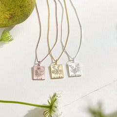 Birth Flower Family Bouquet • Birthstone Necklace • Bouquet Necklace
