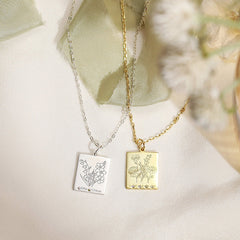 Birth Flower Family Bouquet • Birthstone Necklace • Bouquet Necklace