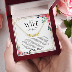 Collier de nom personnalisé à ma femme - Carte de message personnalisée