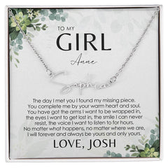 Carte de message de collier de nom personnalisé pour elle - À ma fille