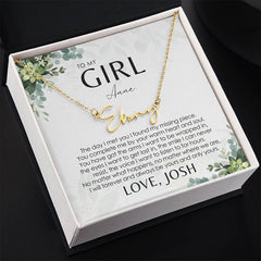 Carte de message de collier de nom personnalisé pour elle - À ma fille