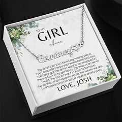 Collier de petite amie - Collier de nom de carte de message personnalisé