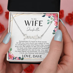 Collier de nom personnalisé à ma femme - Carte de message personnalisée