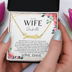 Collier de nom personnalisé à ma femme - Carte de message personnalisée
