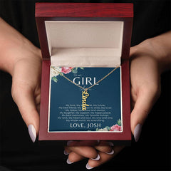 Collier de carte de message de nom personnalisé à mon cadeau de petite amie