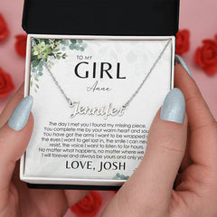 Girlfriend Necklace - Personalized Message Card For Her