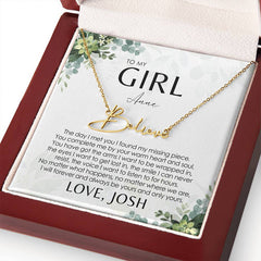 Carte de message de collier de nom personnalisé pour elle - À ma fille