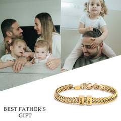 Father Gift, Custom Gold Bracelet For Dad With Kids Name