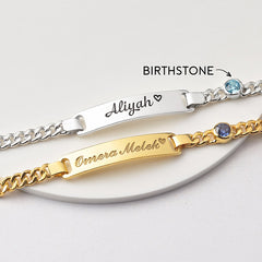 Pulsera de bebé con pulsera con nombre de piedra natal para regalos de niños