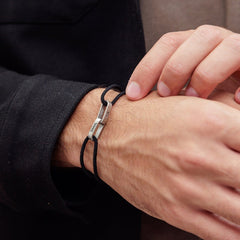 Father Gift, Custom Black Bracelet For Dad With Kids Name, Personalize Daddy Bracelet